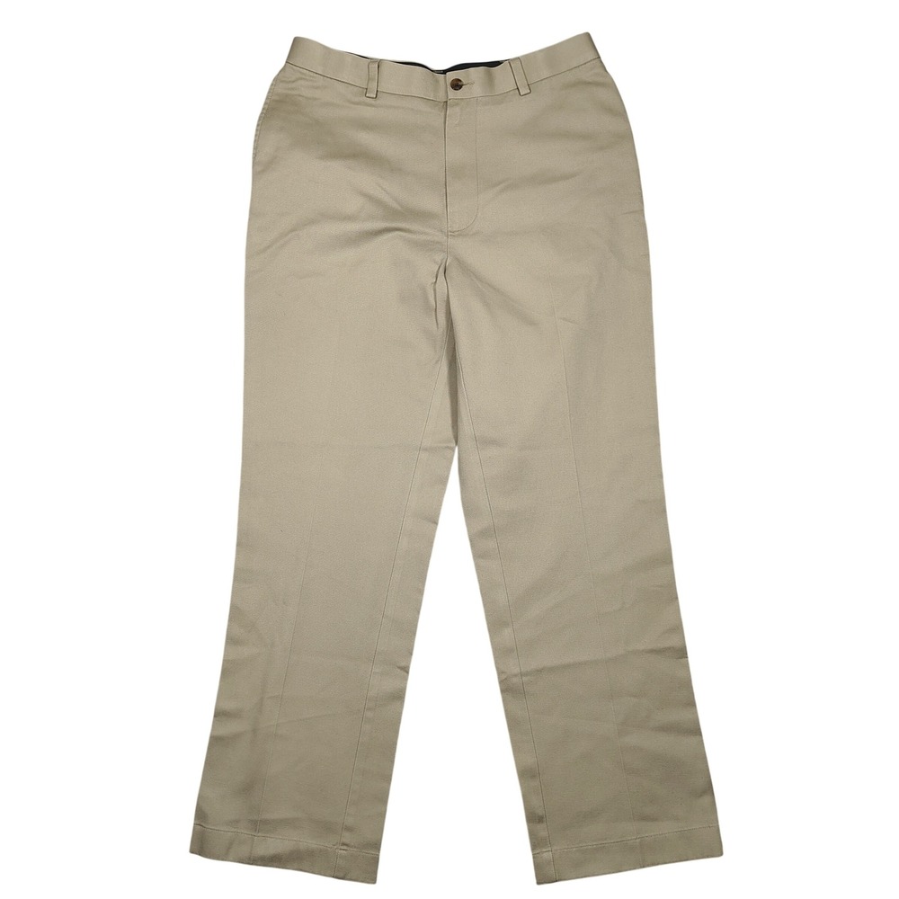 Roundtree & Yorke Chino Pants Mens 32x29 Khaki Straight Leg Twill 100% Cotton